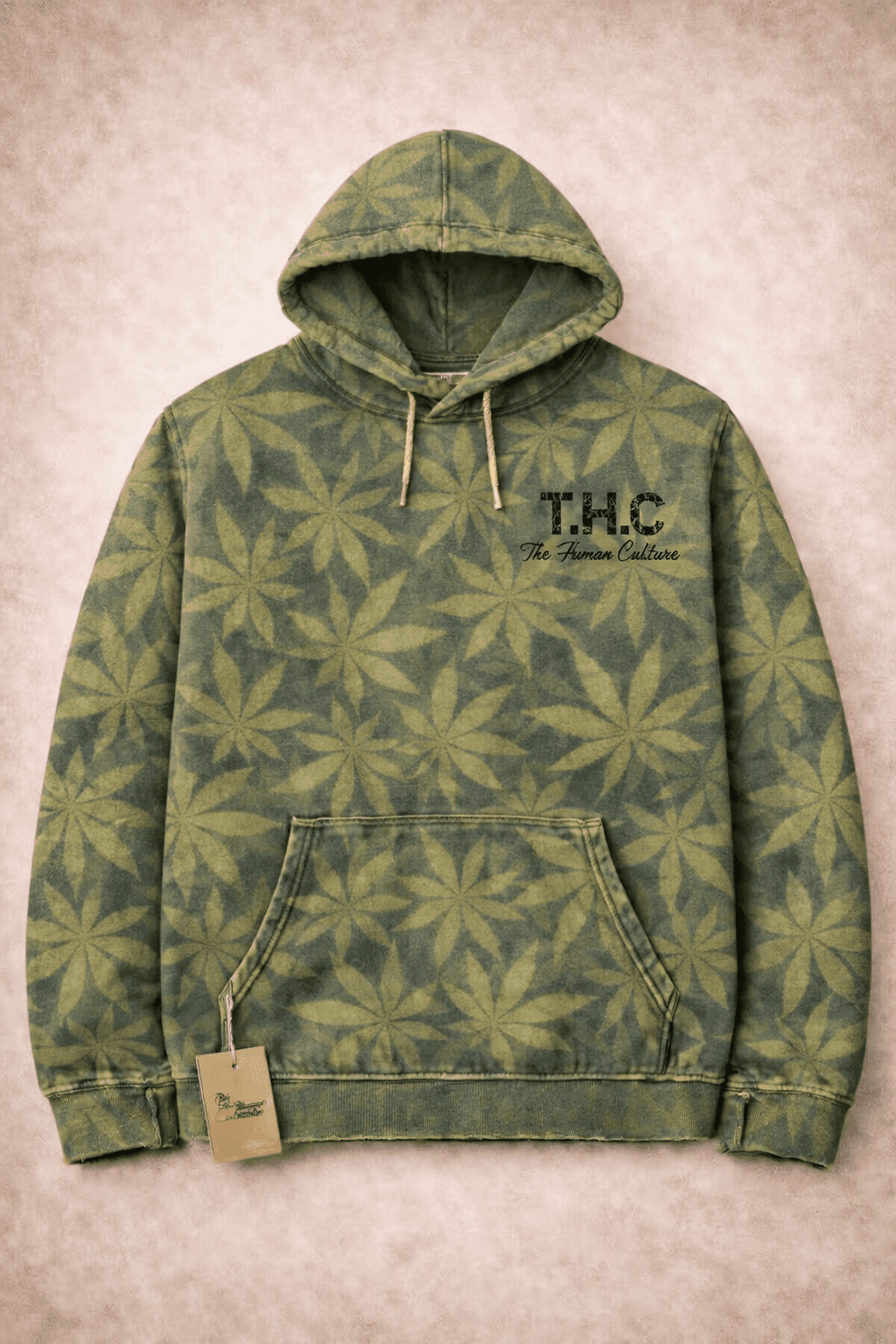 Vintage Leaf-Print Camo Hoodie